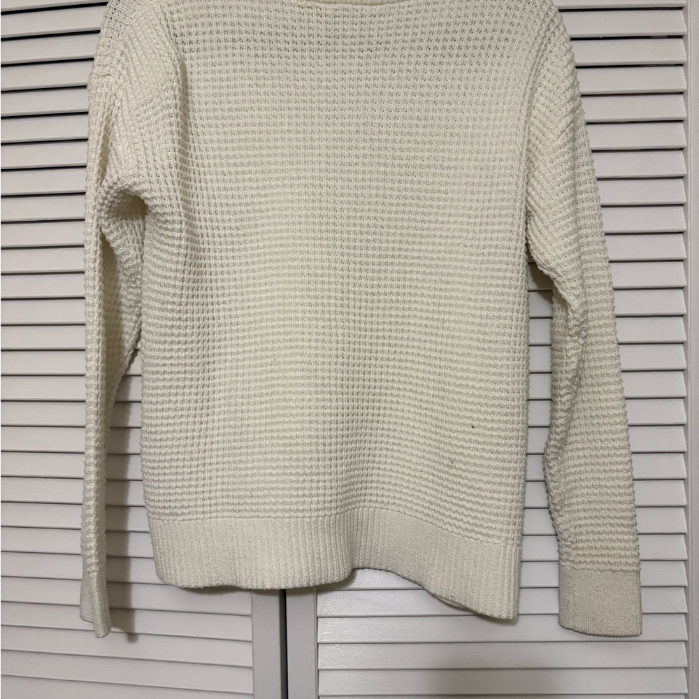 Time and Tru Women's Off-White Crew Neck Sweater - Picture 3 of 3